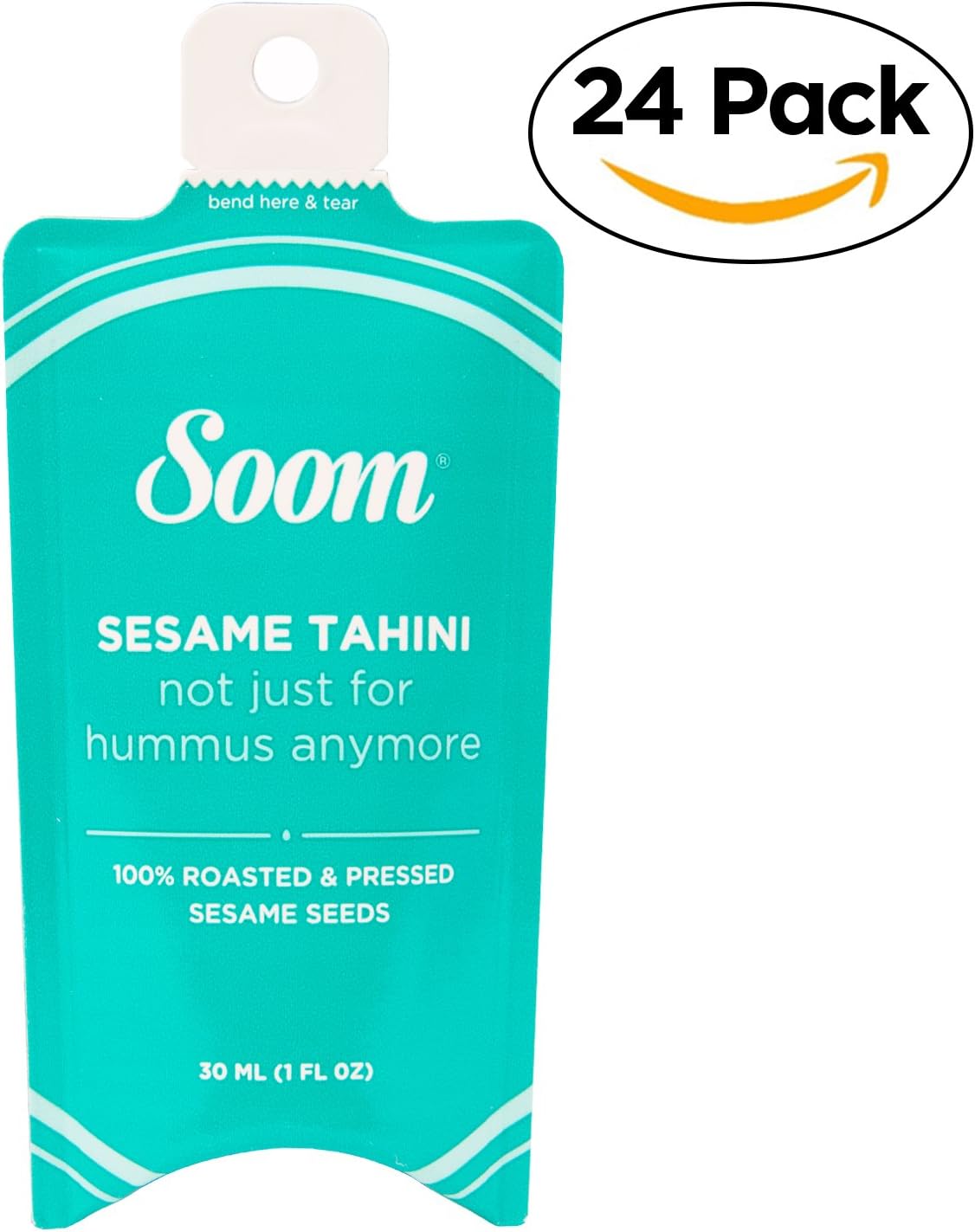 Soom Foods Pure Ground Sesame Tahini Squeeze Packs, 1.1oz each (24 Pack)
