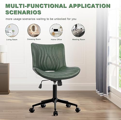 Miniatura 7 de Silla de oficina, silla de escritorio sin brazos con ruedas, ergonómicas y cómodas, sillas de trabajo para computadora de oficina en casa, silla de