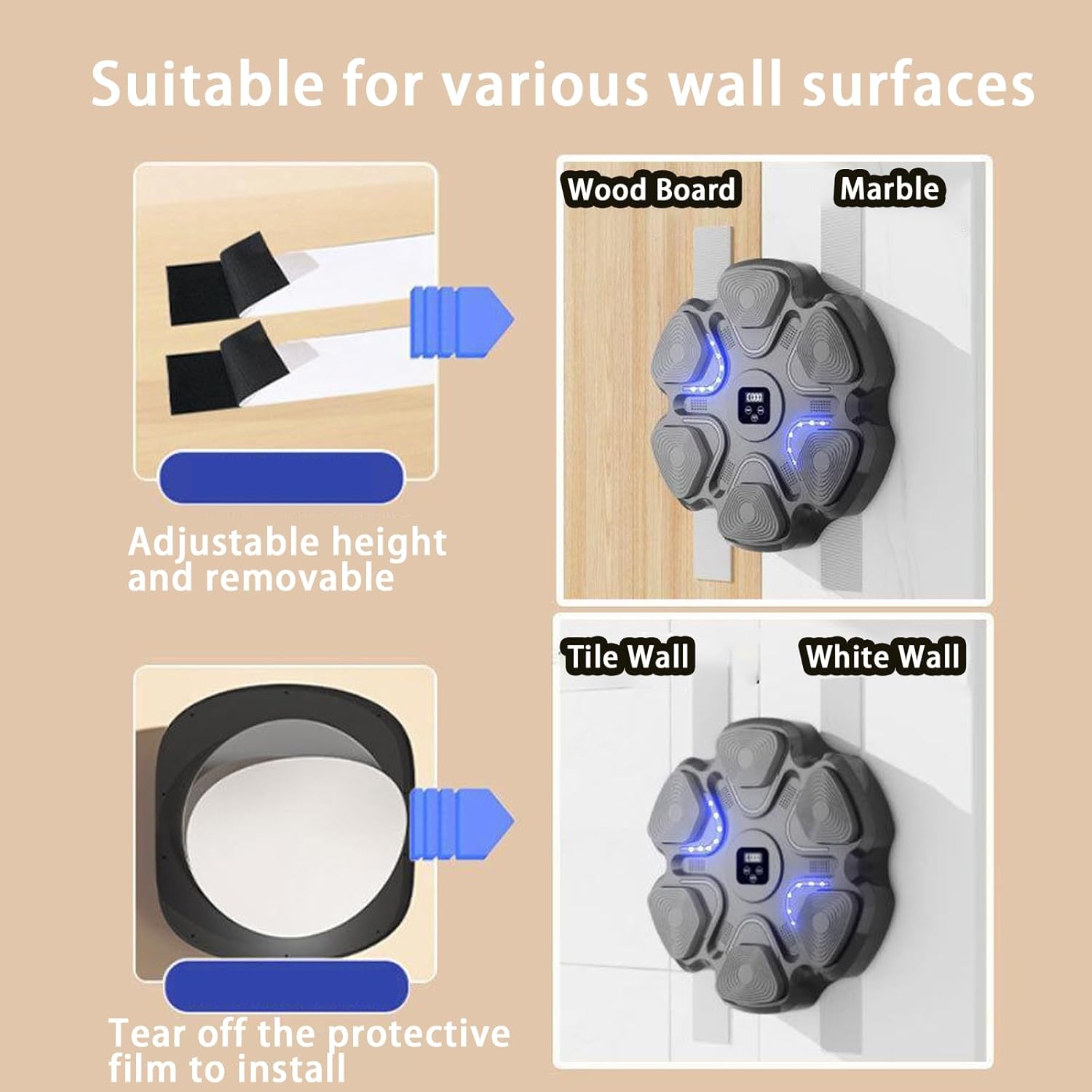 Music Boxing Machine,Wall-Mounted Interactive Boxing Target with Gloves,Boxing Music Trainer Machine with 9 Adjustable Speed for Home