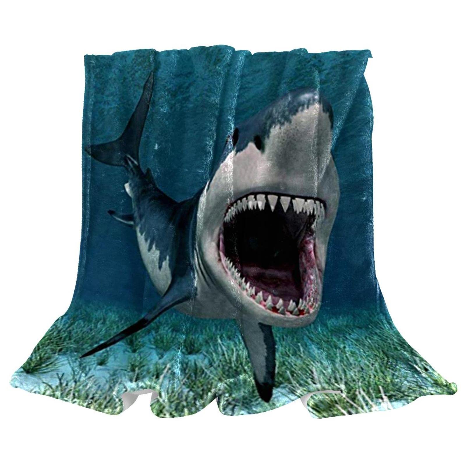 Couverture polaire requin en peluche douce et légère pour habiller votre canapé