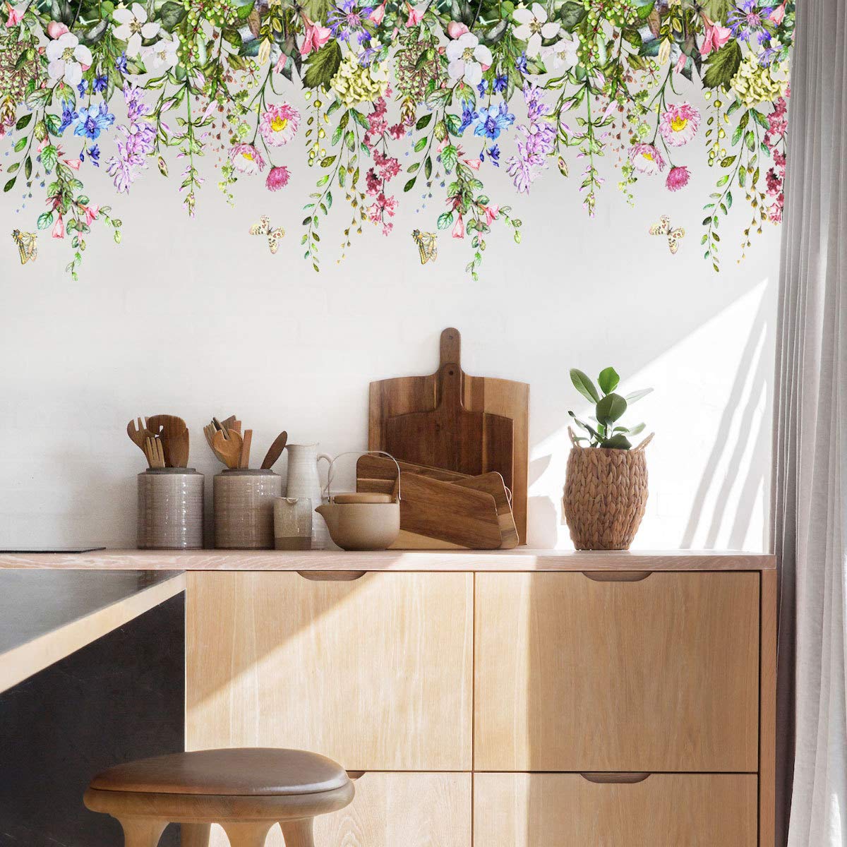 Stickers muraux fleur de glycine rose pour émerveiller la chambre d'enfant et bébé