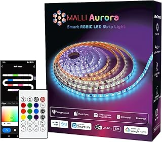 Samraj Technologies Malli Aurora Smart RGBIC LED Strip Light, 5m, Wi-Fi and Bluetooth, Works with Alexa and Google Assista…
