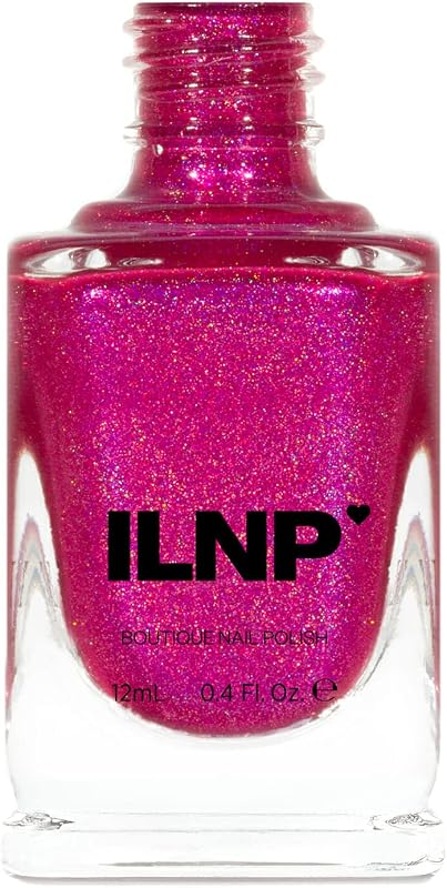 ILNP Bikini Bottoms - Esmalte de uñas holográfico Vivid Magenta Pink, Hot Pink Sparkle, no tóxico, vegano, resistente a las astillas