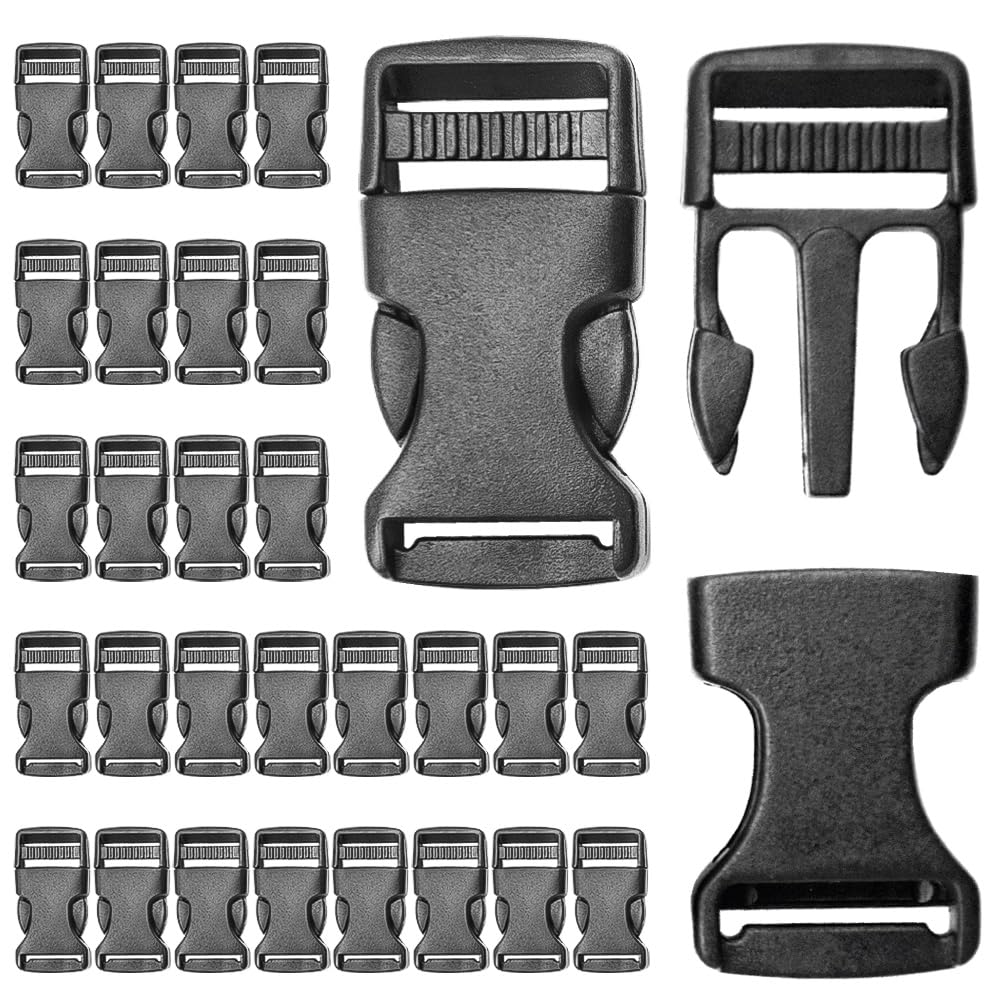GOSHUNG 30PCS Side Quick Release Buckle 25mm Plastic Side Release Buckles for Luggage Backpack Belt Replacement(K/BBK25mm)