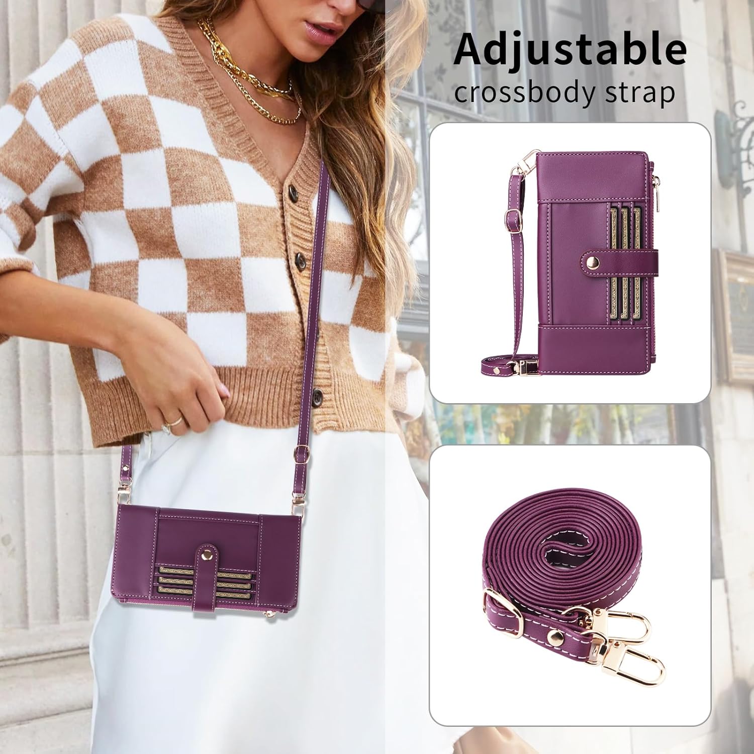 Asuwish Phone Case for Samsung Galaxy A16/A26 5G Wallet Cell Cover with Tempered Glass Screen Protector RFID Blocking Crossbody Strap Flip Card Holder Slot A 16 26 16A 26A 4G SM-A166U Women Men Purple