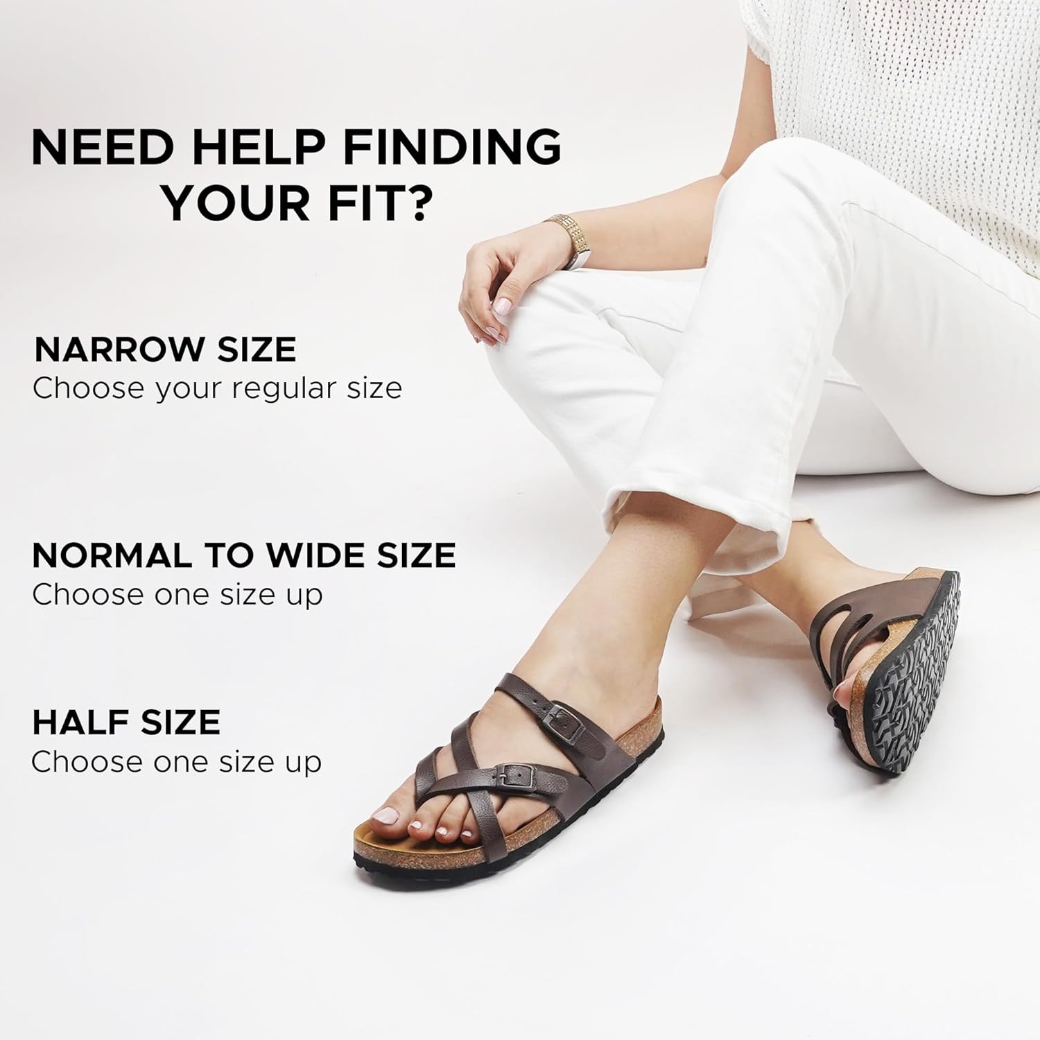 AEROTHOTIC Recovery Slides for Women Comfortable Memory Foam Cork Footbed Cute Faux Leather Adjustable Buckle Straps Walking Travel Outdoor women sandals - Image 3