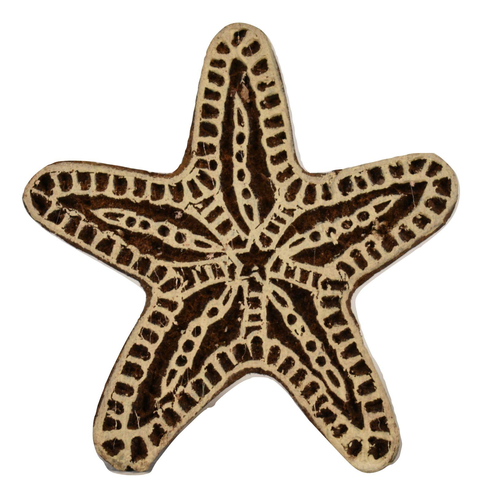 Pilgrims Fair Trade Starfish Seaside Shaped Indian Hand Carved Wooden Printing Block Stamp