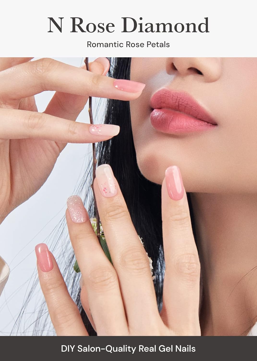 ohora Semi Cured Gel Nail Set of 2 (N Cream Indigo & N Rose Diamond) - Professional Salon-Quality Nail Care