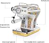 Ariete Positano Espresso Coffee Machine 1389/1P - Maxi Cappuccino Device, Milk Foaming Head, 850 Watt, 0.9 Liter Removable Water Tank, Removable Drip Tray and Cup Holder