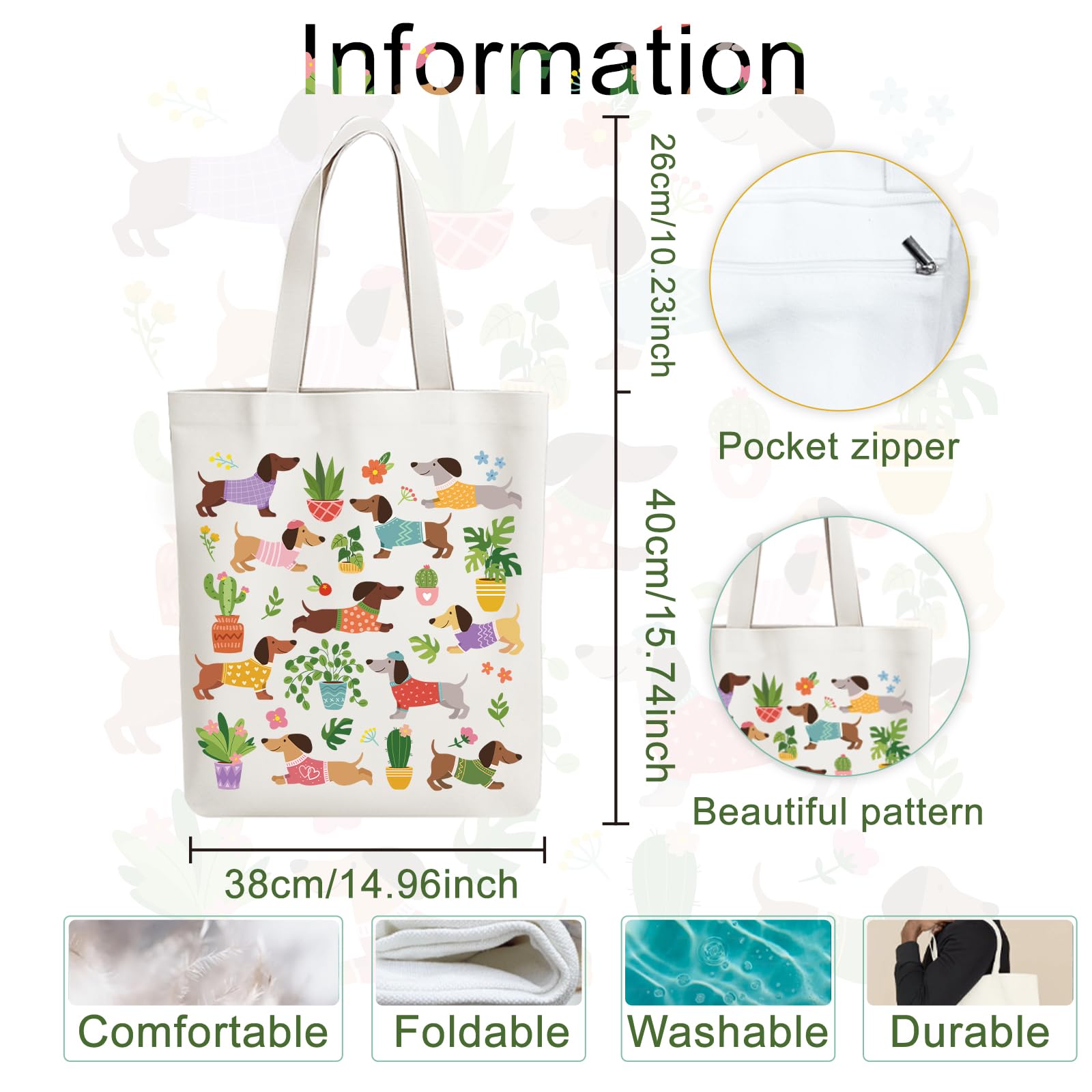 ANATTASOUL 6pcs Tote Bag Femme,Sac en Toile Imprimé