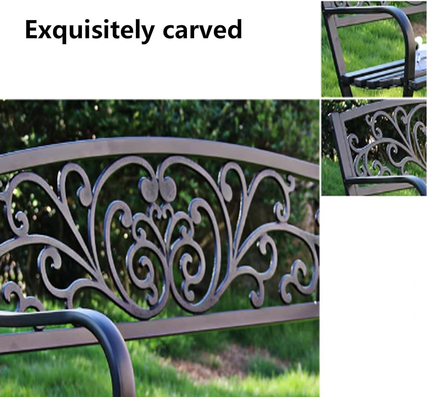 Floral Pattern Garden Bench - Outdoor Leisure Chair with Armrests - Ideal for Villa, Courtyard, Balcony Decor - Stylish Red Park Seat for Relaxation