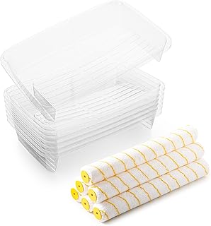 Sponsored Ad - VOOMEY 7 Pcs 18 Inch Paint Tray Liners,6 Pcs 18 Inch Roller Covers, Large Paint Roller Sleeves for Wall, Ce...