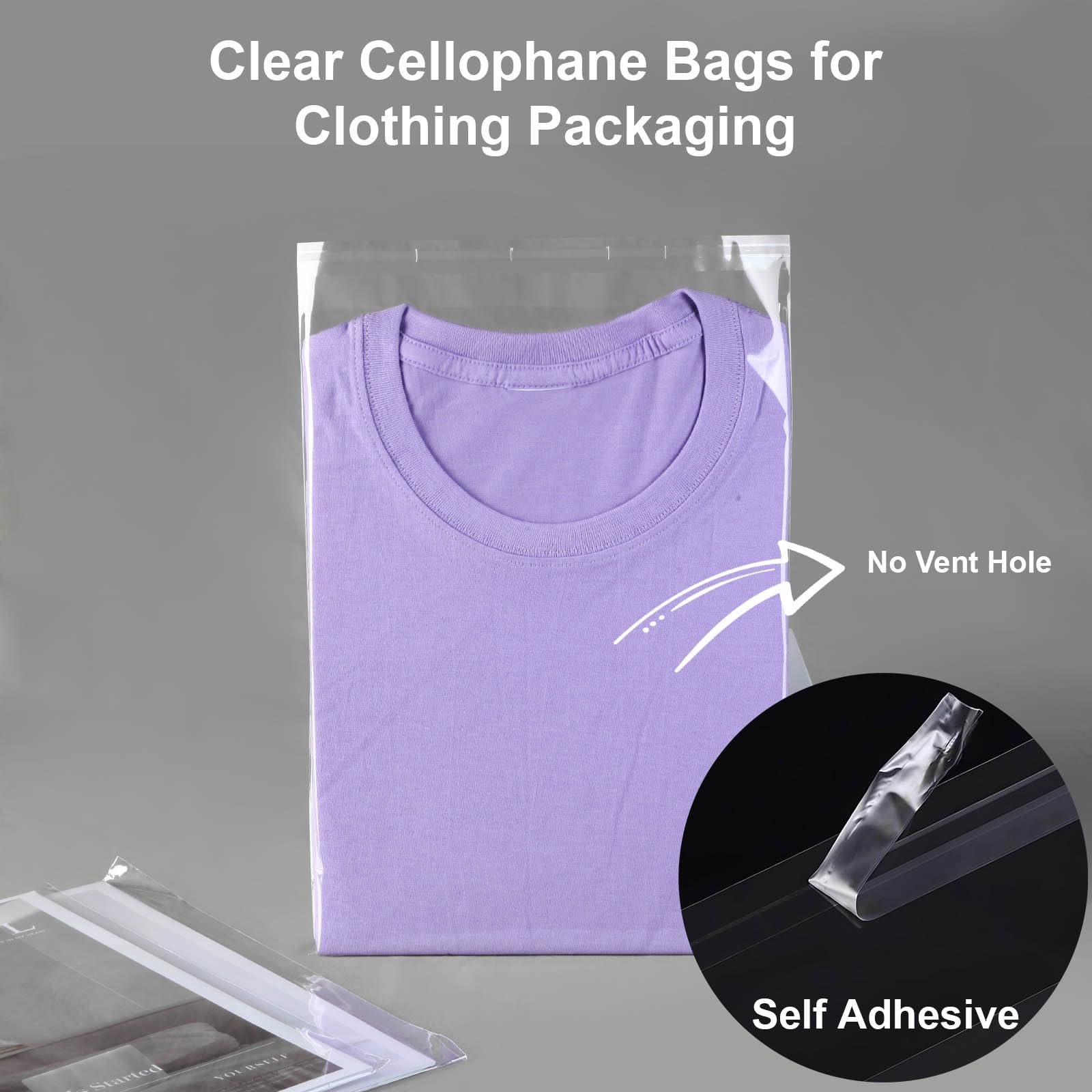 MORIDA Bolsas de celofán transparente autoadhesivas de 12 x 16 pulgadas, 50 bolsas de galletas, bolsas de caramelos, bolsas de golosinas resellables, bolsas de plástico autosellables para regalos,