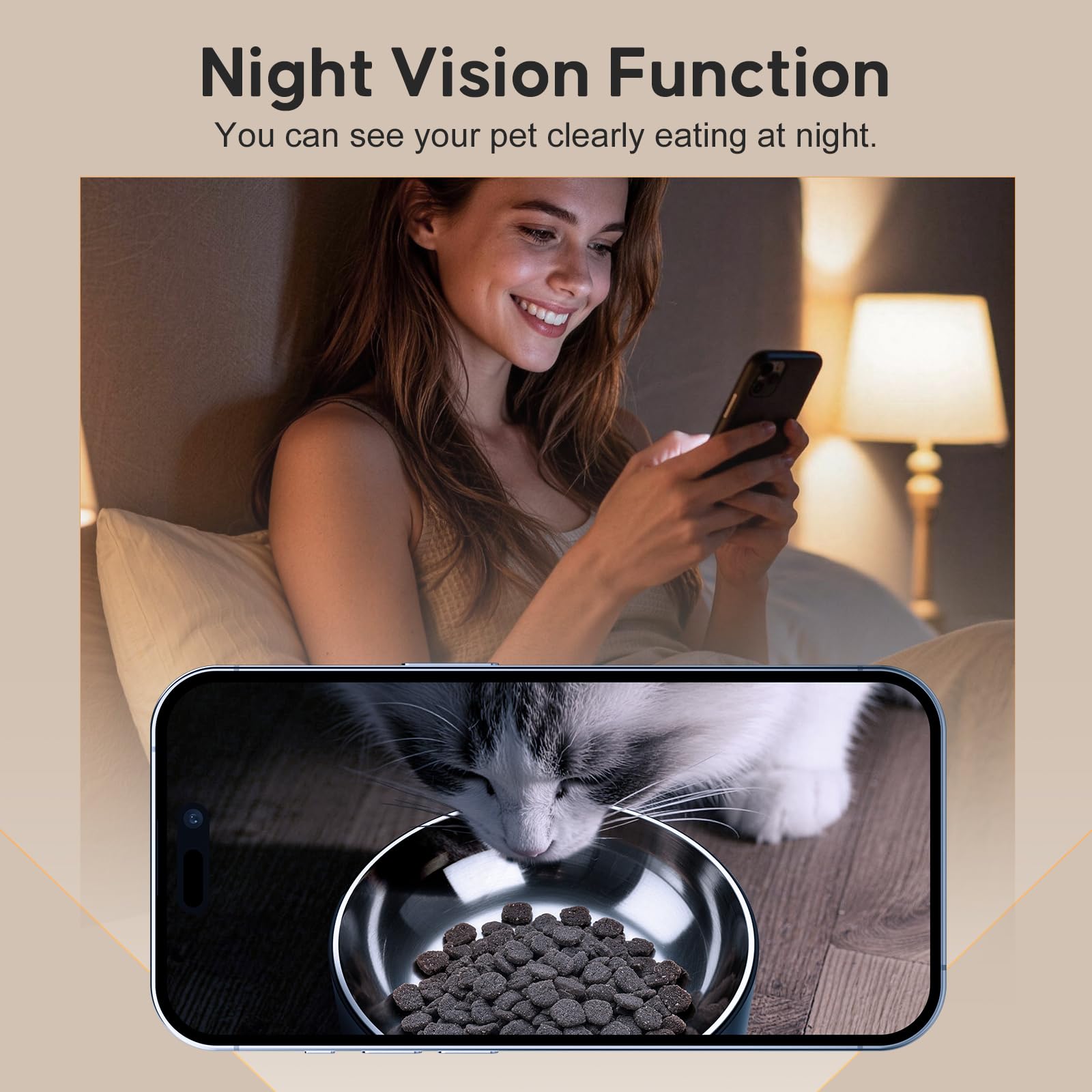 Automatic Cat Feeder with Camera,WiFi Cat Food Dispenser with App Control,1080P HD Video,Two-Way Audio, Transparent 4.2L Food Container (Black) - image 4