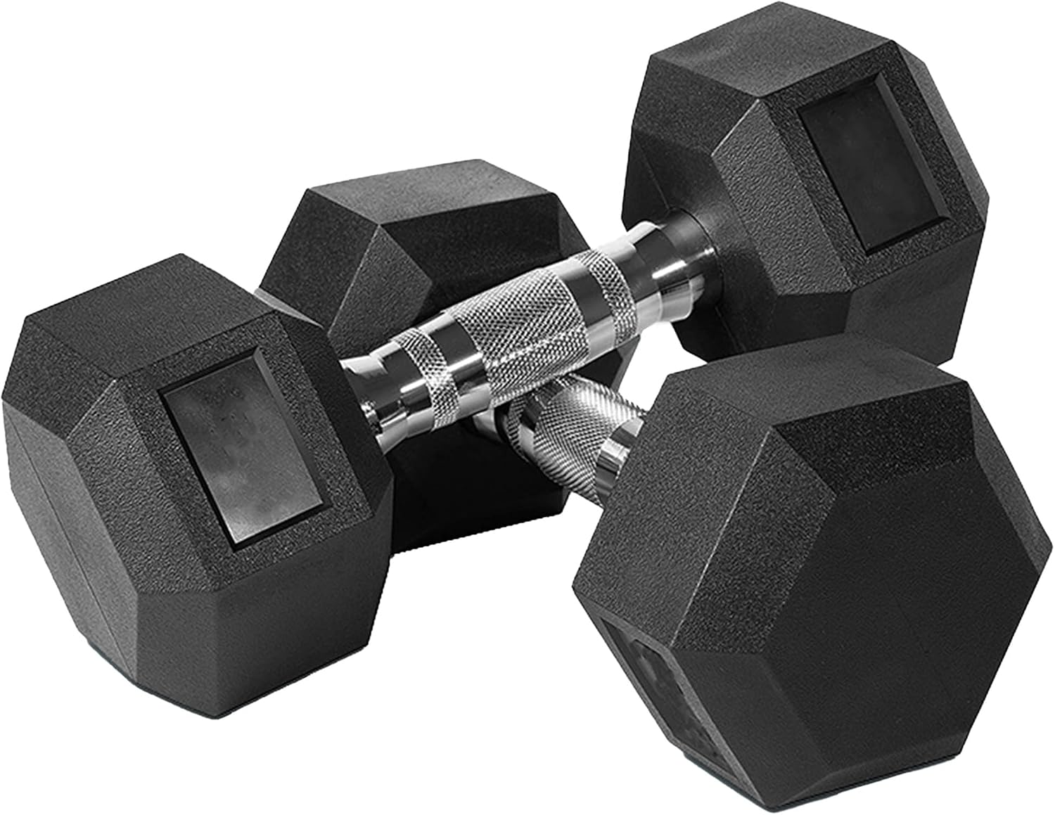 Hex Dumbbells 2.5 kg – 50 kg, Rubber Encased Hex Dumbbells Set with Metal Handle for Home Gym, Muscle Building and Strength Training(50 kg Pair)