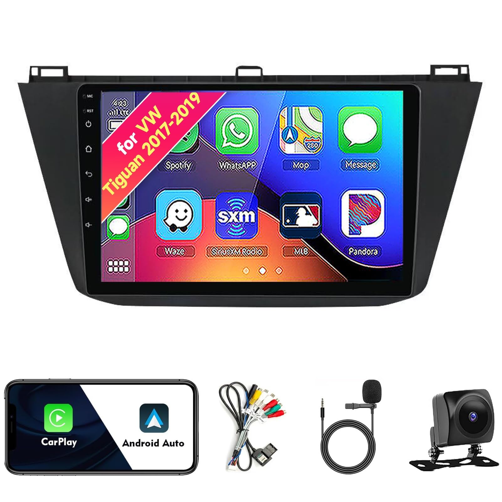 Radio estéreo Para Volkswagen Tiguan 2017-2019, Android 13, pantalla táctil IPS de 10.1", kit de actualización de tablero con CarPlay y Android Auto, navegación GPS, DSP SWC, cámara WiFi 5G(8Core 8+12