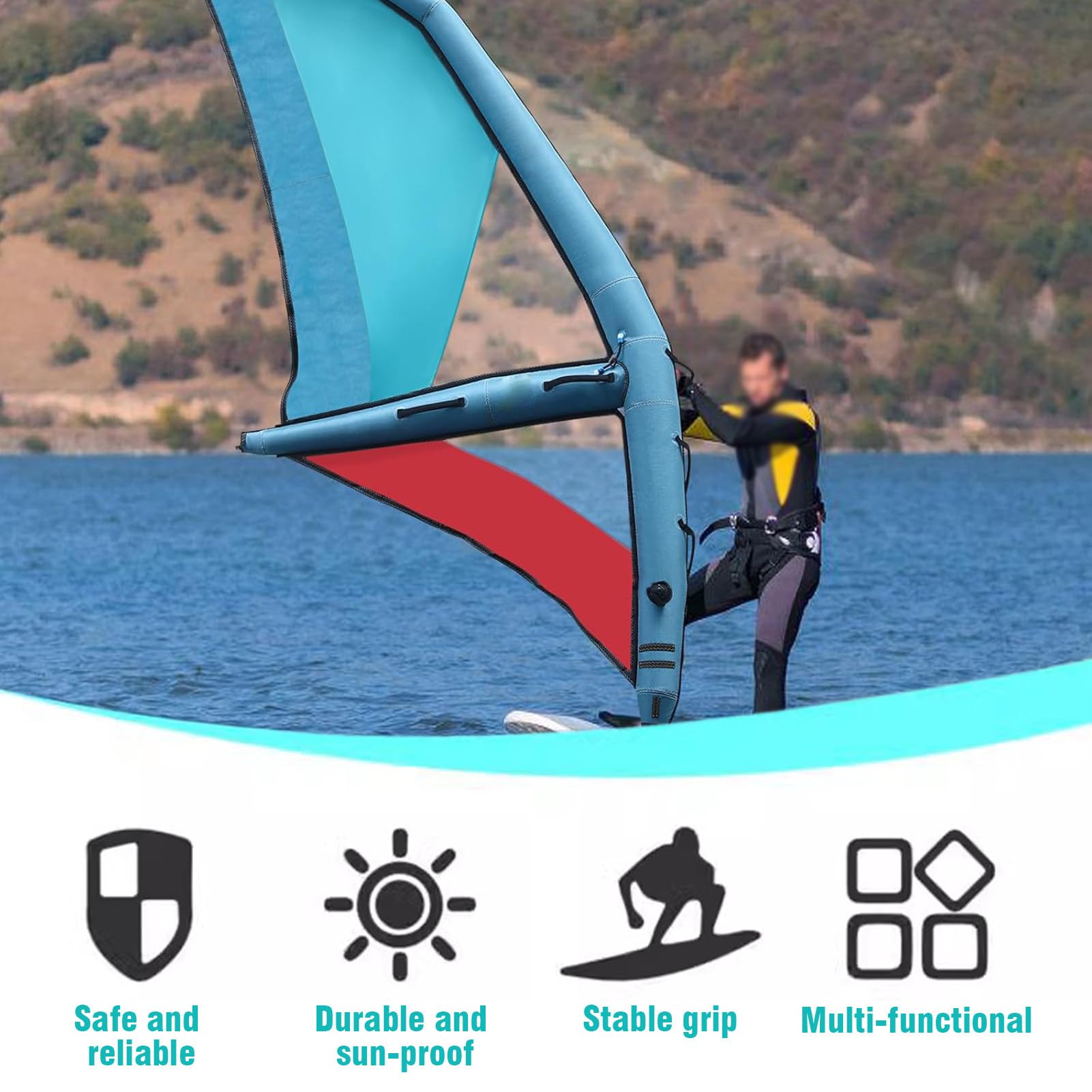 LYDZUSDP Professional Inflatable Paddle Board,Inflatable Paddle 45.21ft2 360° Rotatable Base Inflatable Sail Equipped with a Backpack Used at The Beach and Water Sports
