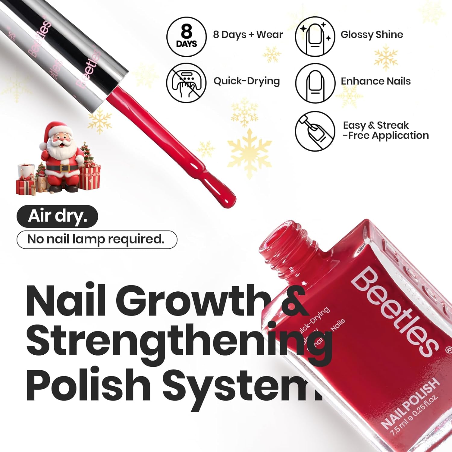 Beetles Red Nail Polish Set Blazing Rose, 6 Colors Dark Red Burgundy Nail Polish Glossy Enhance Nails Quick Dry Fingernail Polish for Nail Art Manicure DIY at Home Valentines Gifts For Women - Image 2