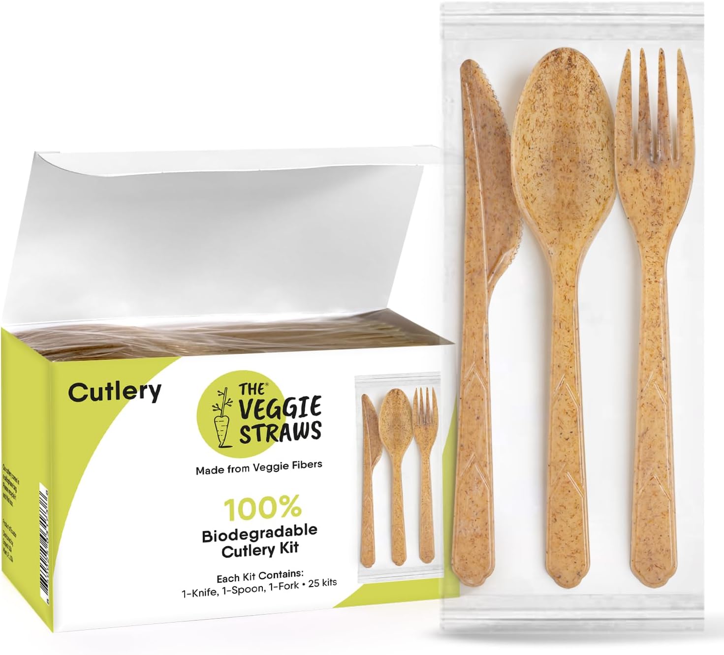 Premium Quality 100% Biodegradable Forks Made of Vegetable Fibers, 300 PCS of 6.7” Long Heavy-Duty and Splinter Free Eco-Friendly Forks, Perfect Sustainable Cutlery for All Types of Occasions