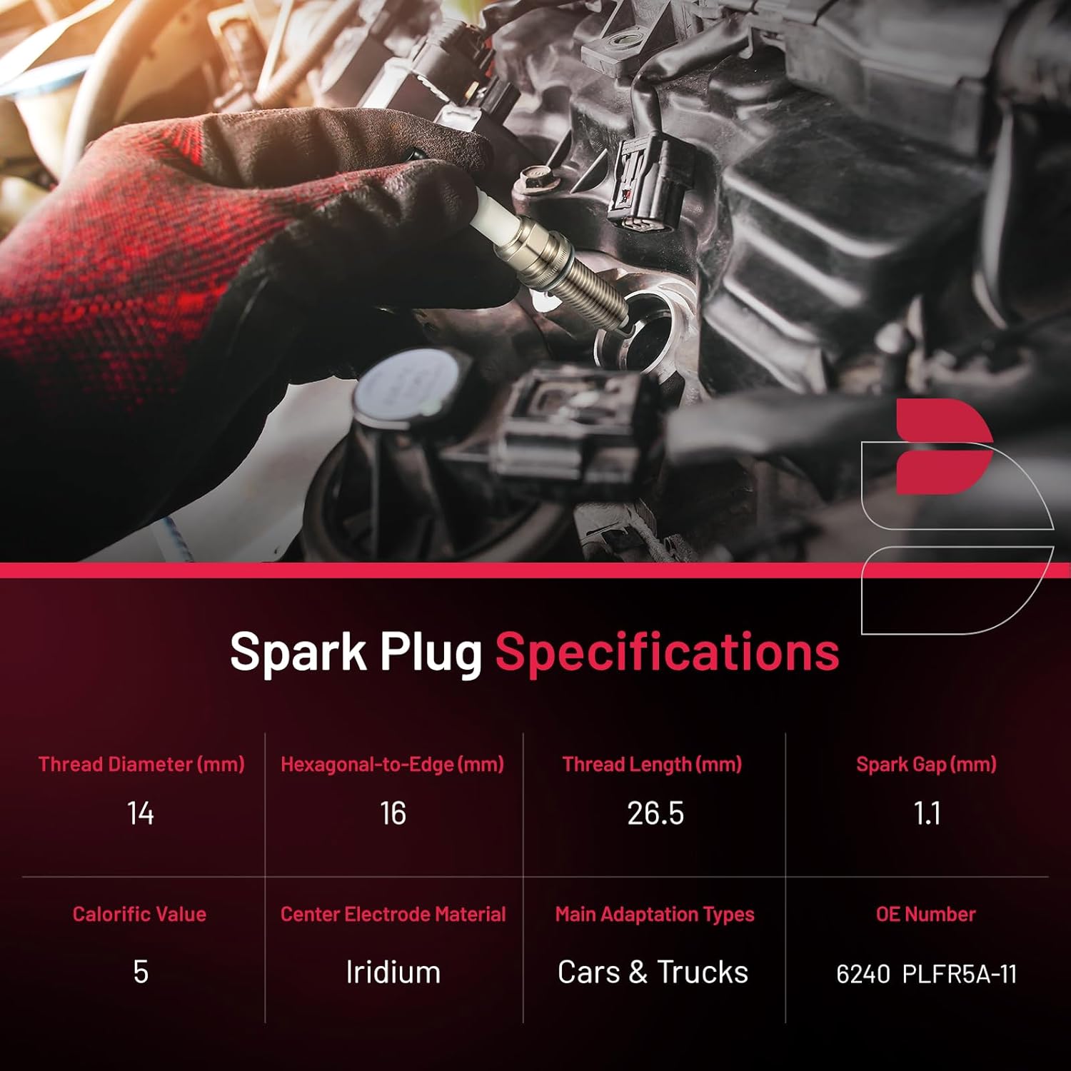 BDFHYK Iridium Spark Plugs 6240 Compatible with INFINITI 2002-2010 Q45 M45 FX45 QX56,Compatible with Nissan 2004-2006 TITAN Armada Pathfinder Armada 4.5L 5.6L V8 Replacement for PLFR5A-11 Set of 8