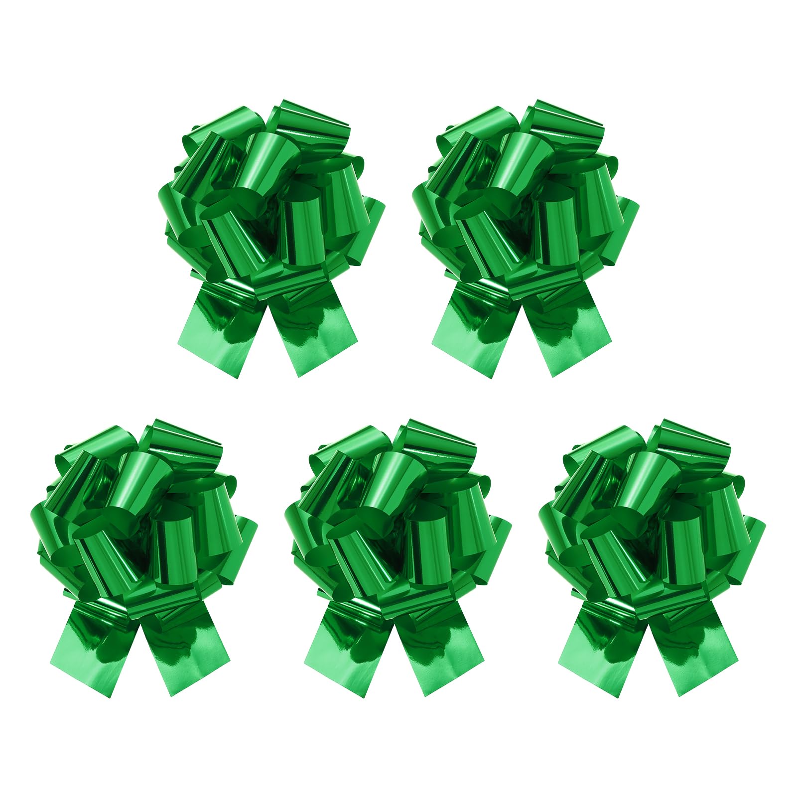 sourcing map 5Pcs 8 Inch Metallic Large Big Pull Bow Gift Wrapping Bows Ribbon for Wedding Car Baskets Presents Christmas Bow, Dark Green