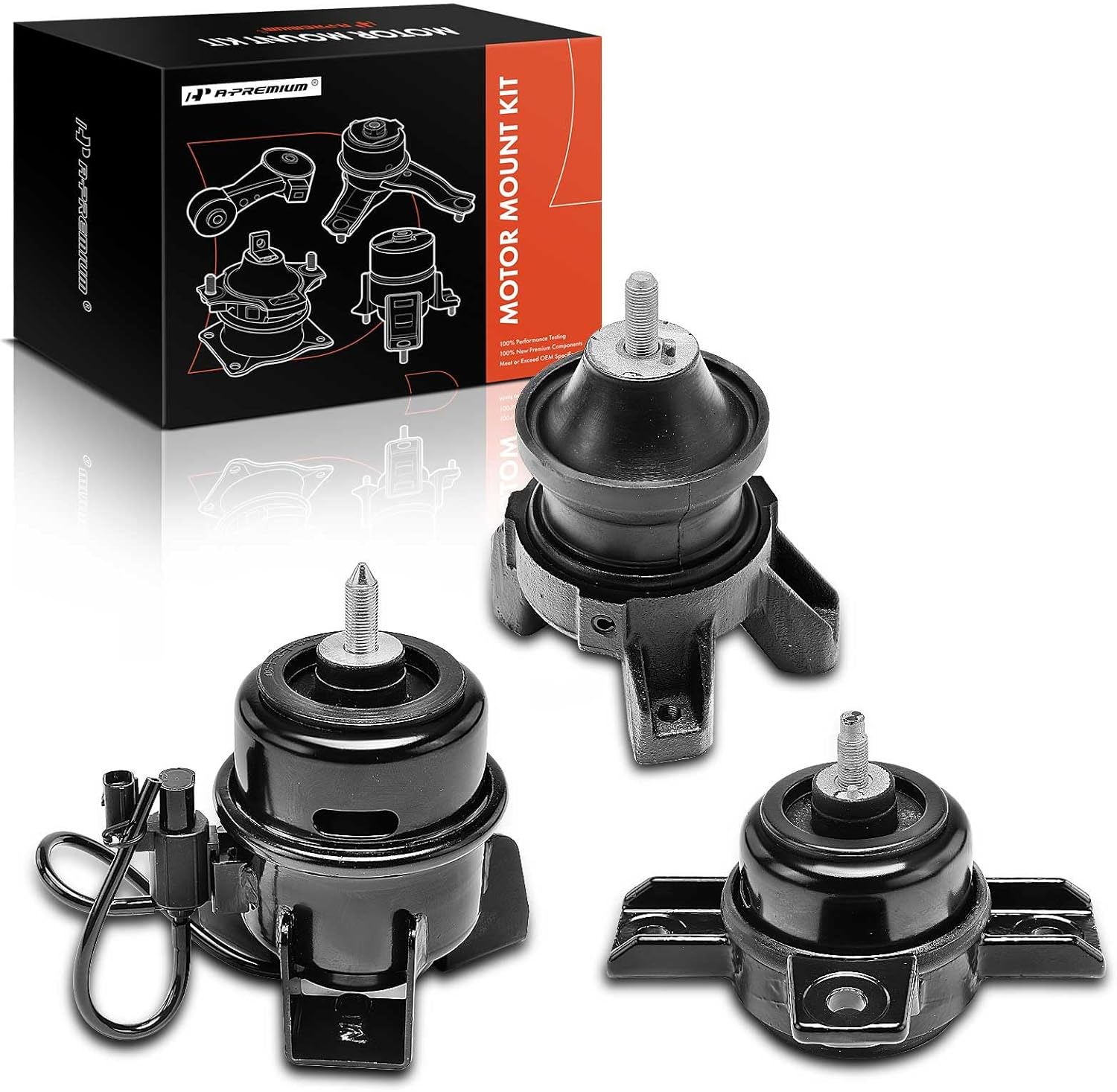 A-Premium 3PCS Engine Motor Mount and Transmission Mount Kit Compatible with Hyundai Santa Fe 2007-2009, Veracruz 2007-2012, 2.7L 3.3L 3.8L, Replace # 218112B000, 219302B500