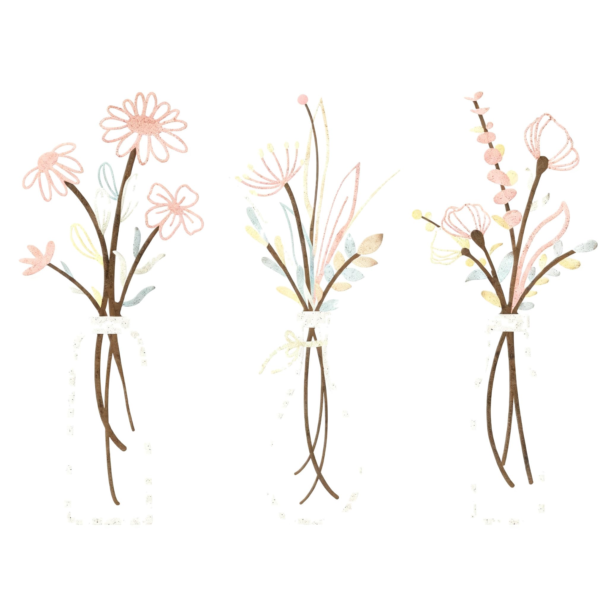 CYDZSRA Unique Bathroom Wall Decor Featuring Pink Wall Art Set Of Three Metal Flowers Designed For Charming Decorative Spaces, Vase style【7】