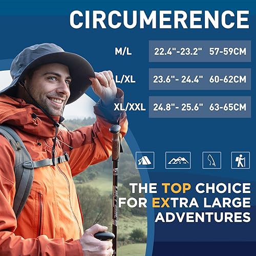 Miniatura 5 de TOP-EX Sombrero de lluvia de gran tamaño XL XXL impermeable con forro polar para hombre, clima frío, senderismo, pesca al aire libre, 22.4-25.6 in