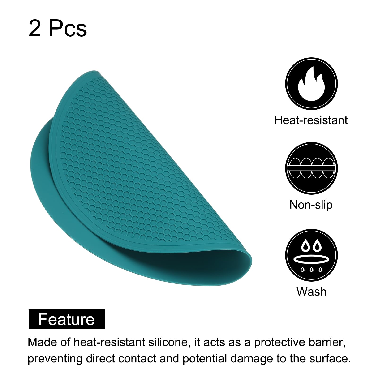QUARKZMAN 2 Piezas De Salvamanteles De Silicona De 25 Cm De Diámetro Redondos Y Antideslizantes para Ollas Y Sartenes Calientes, Protectores De Calor De Cocina, Color Cian