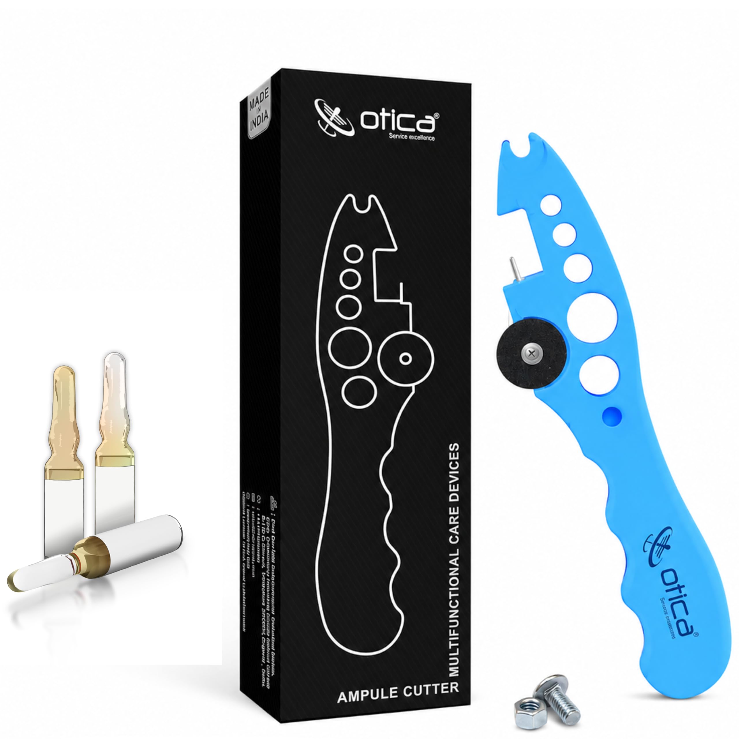 OTICA Ampoule Cutter for Doctors Nurse, Glass Bottle Cap Remover Cutter Ampule Breaker for Hospital and Clinic (Blue) 1