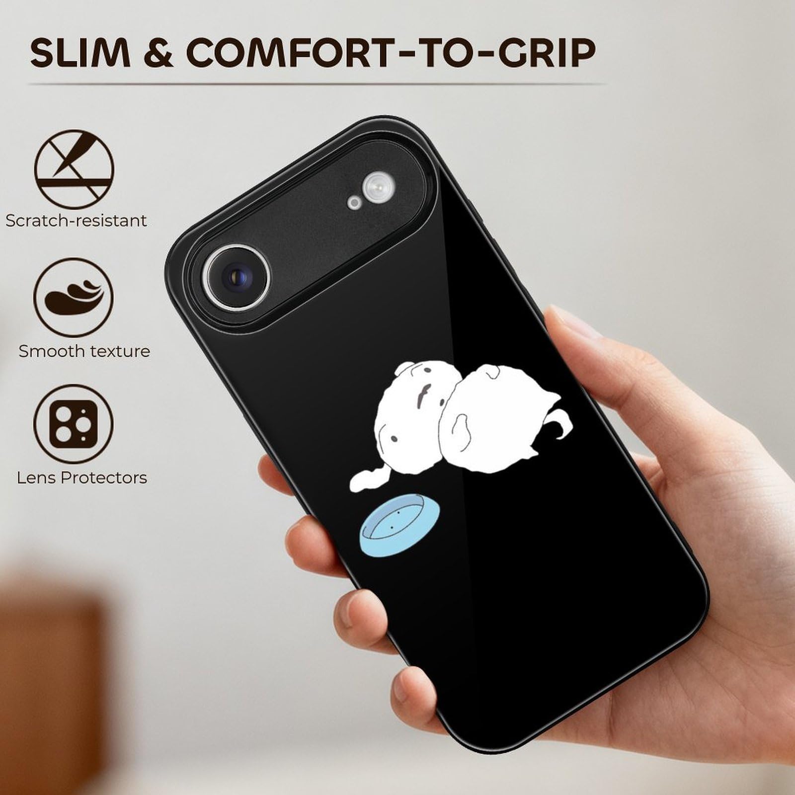 Custodia per iPhone 17 Air, custodia per smartphone, vetro temperato antiurto, guida gessata, shiro, iPhone 17 Air, elegante, leggera, anti-ingiallimento, facile da rimuovere, regalo