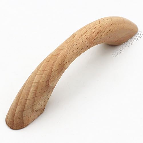 Miniatura 2 de WEICHUAN 10 manijas de madera sin terminar, para armarios de cocina, muebles, aparador, armario, cajones, centros de agujeros de 2.5 pulgadas
