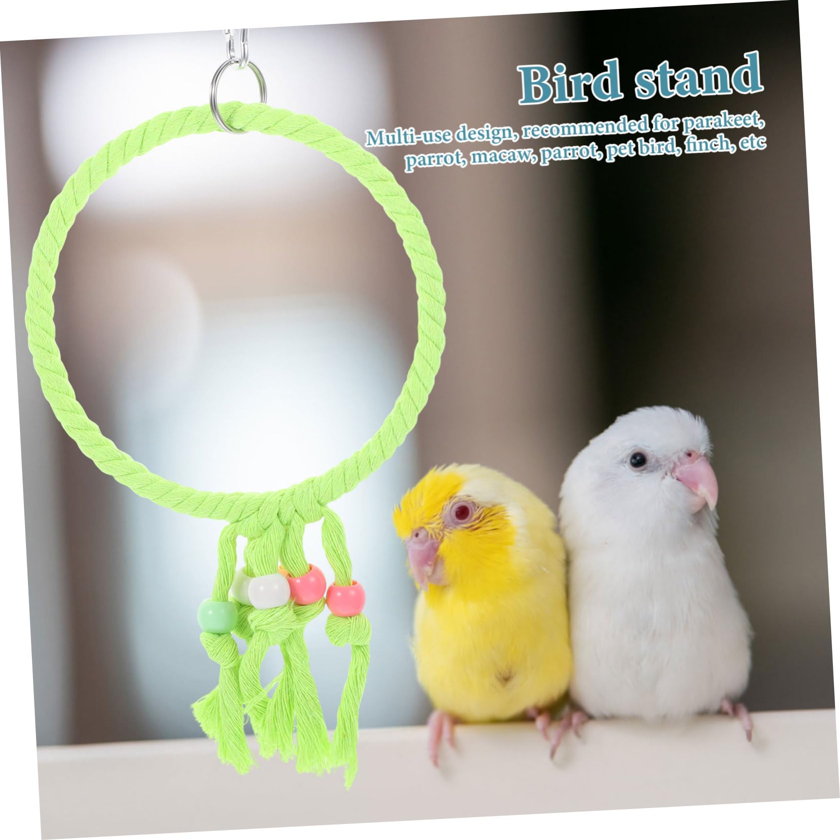 Altalena Per Pappagalli In Legno Naturale Con Campana - Giocattolo Appeso Mordicchiabile Per Cacatua E Grigi Africani - Foto 8