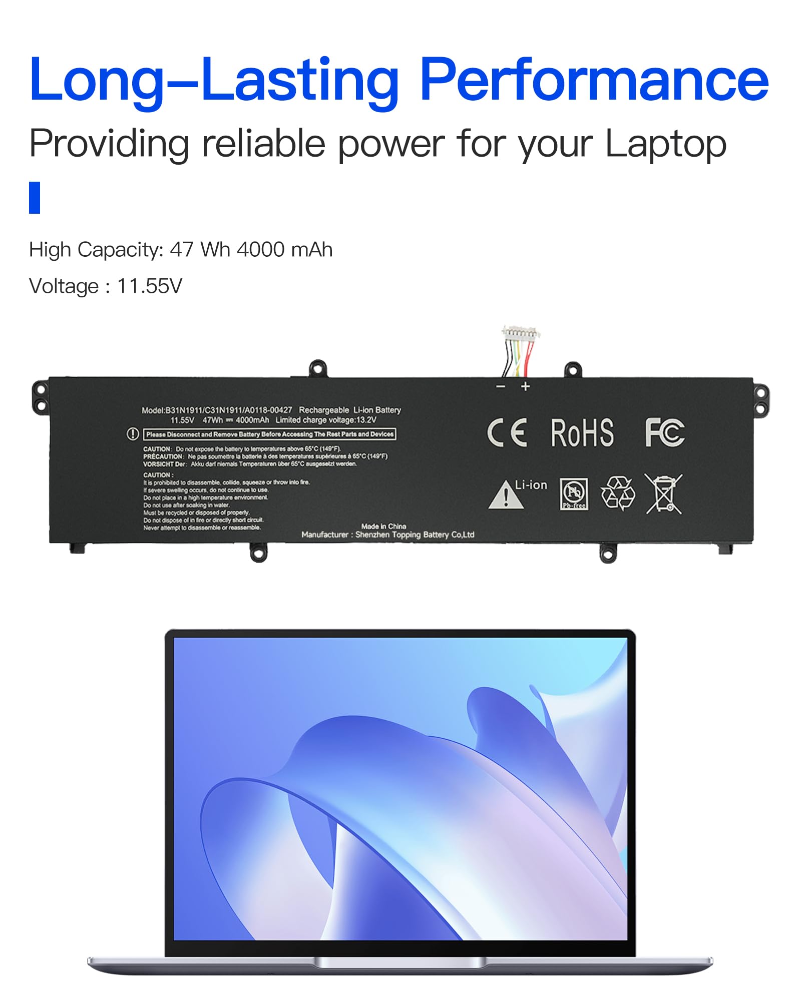 B31N1911 Laptop Batteria per ASUS VivoBook Flip 14 TM420IA TP420IA