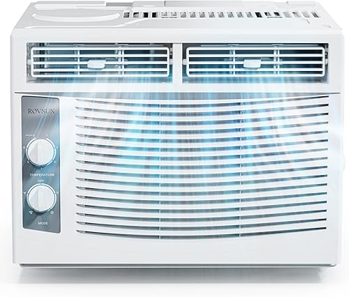 ROVSUN Aire acondicionado de ventana de 5000 BTU, unidades de aire acondicionado para ventana con controles mecánicos y kit de fácil instalación,