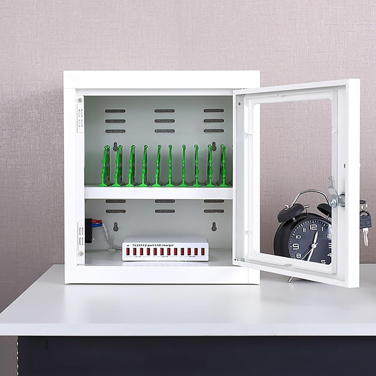LSRFXF Mobile Charging Cabinet, 6-60 Slots Smartphone Charging Cabinet, Rechargeable Cellphone Locker Storage Charging Station for Company Conference Room, Overheating Protection