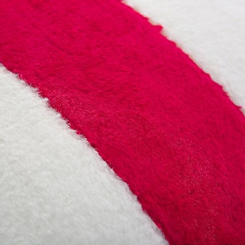 Miniatura 2 de Ikuoic Juego de 2 fundas de almohada a rayas rojas y blancas de 20 x 20 pulgadas, piel sintética de conejo y terciopelo suave, fundas de almohada