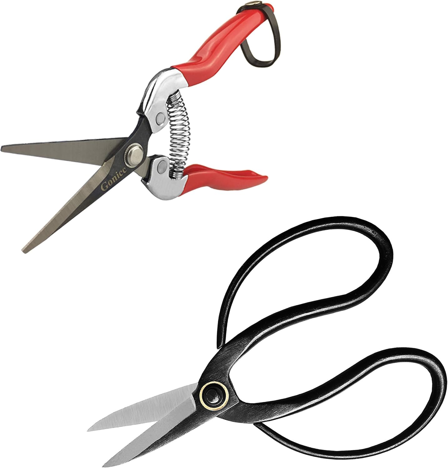 Gonicc Professional Micro-Tip Pruning Snip (GPPS-1008) and 7.3" Bonsai Scissors(GPPS-1012), For Arranging Flowers, Trimming Plants, For Grow Room or Gardening, Bonsai Tools. Garden Scissors Loppers.