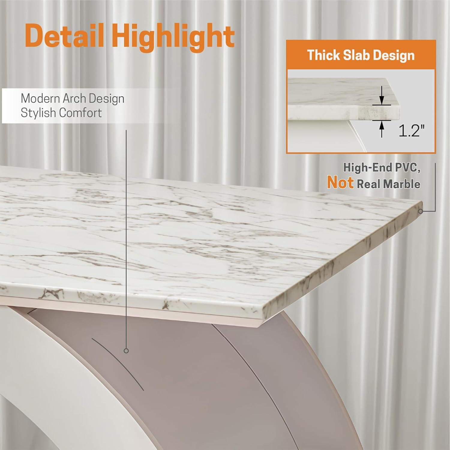 45.3" Marble-Patterned Coffee Table, Small Coffee Table with RGB Led Strip for Living Room, Dining Room, Office, Marble White Wood