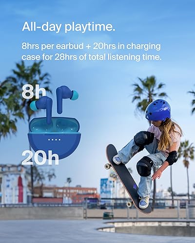 Miniatura 2 de Belkin SoundForm Nano 2 Auriculares Bluetooth para niños con micrófono integrado, batería de 28 horas, volumen seguro de 85 dB, resistencia al agua