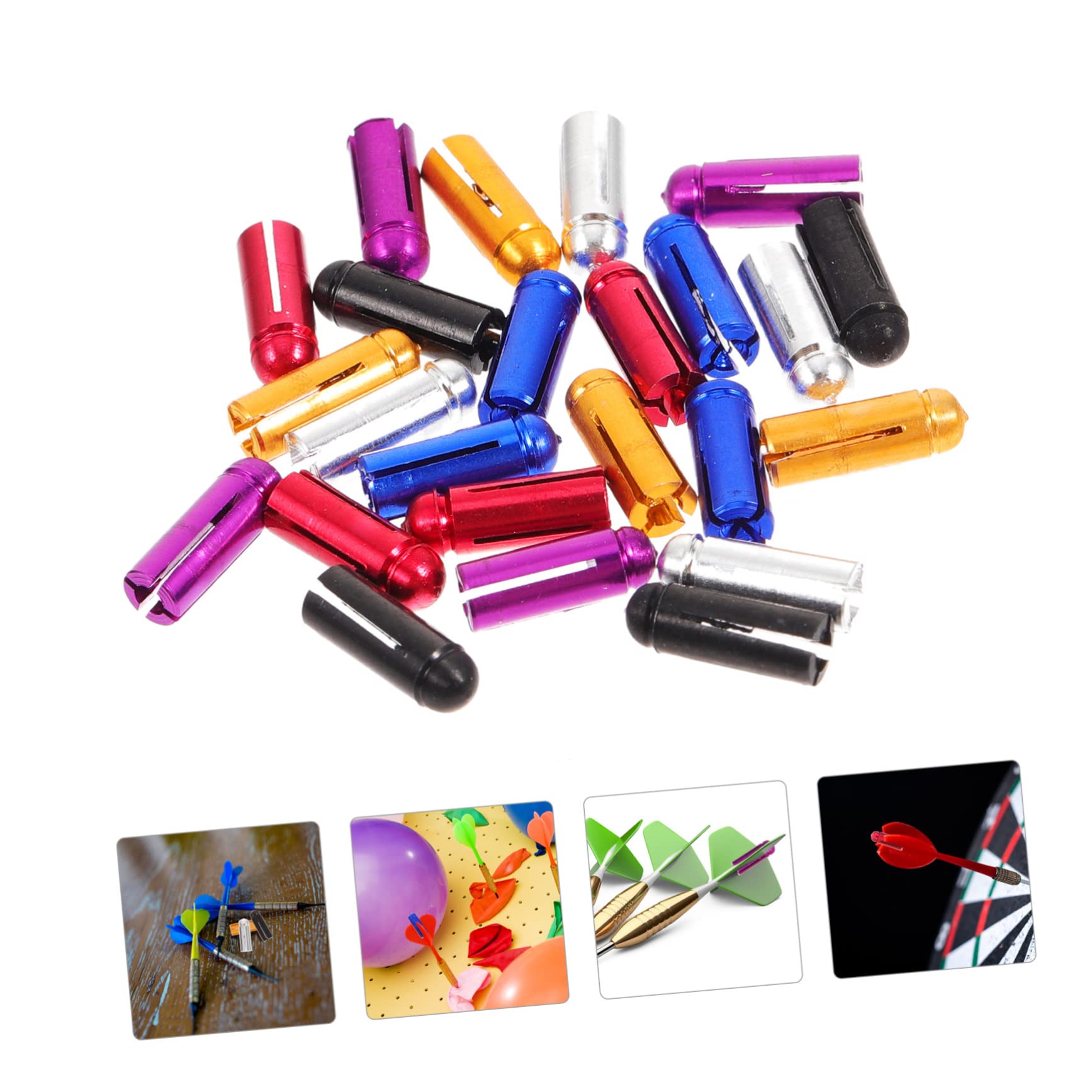 BESPORTBLE 4sets Set Soft Tip Boards Aluminum Flights Sleeves Flight Wing Protectors Supplies Correctors 24pcs*4