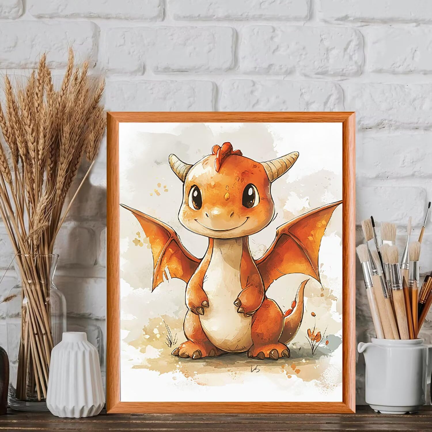 WEISHIWE Pintar por Numeros Adultos, Dinosaurio lindo, 70x90cm q-541 | Pintura por Numeros Kit, Easy Paint by Numbers Adult, con 3 Pinceles y Pigmento Acrílico, Decoración para Hogar, Sin Marco