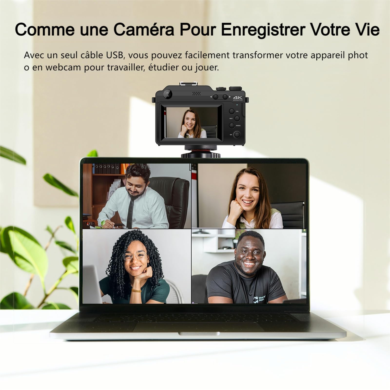 Appareil Photo Numérique, 5K 64MP Digital Camera avec Carte 64GB WiFi, Autofocus Appareil Photo Compact LCD Écran 3'' Selfie Camera de Vlog pour Adolescents Débutants Adulte Youtube