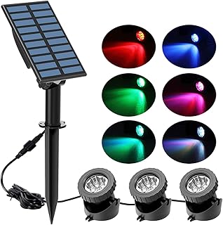 NATPOW Solar Pond Lights, Submersible Pond Light with 3 Lamp