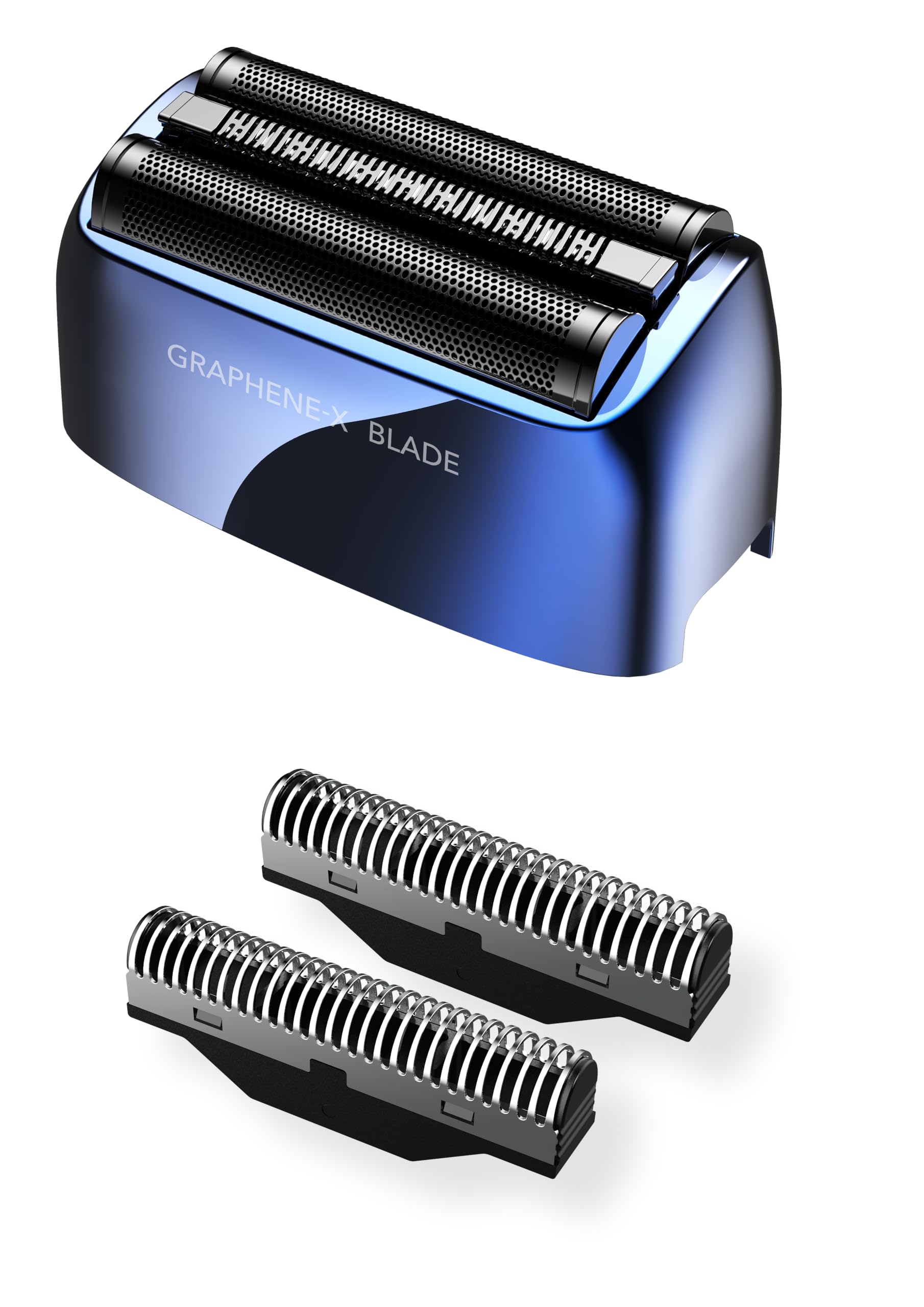 Blade & Stone™ Testina di ricambio per rasoio a lamina – Graphene-X™ Lamina e lama – Progettato per i rasoi Blade & Stone 501 Foil da uomo (grande testina di ricambio blu e lama)