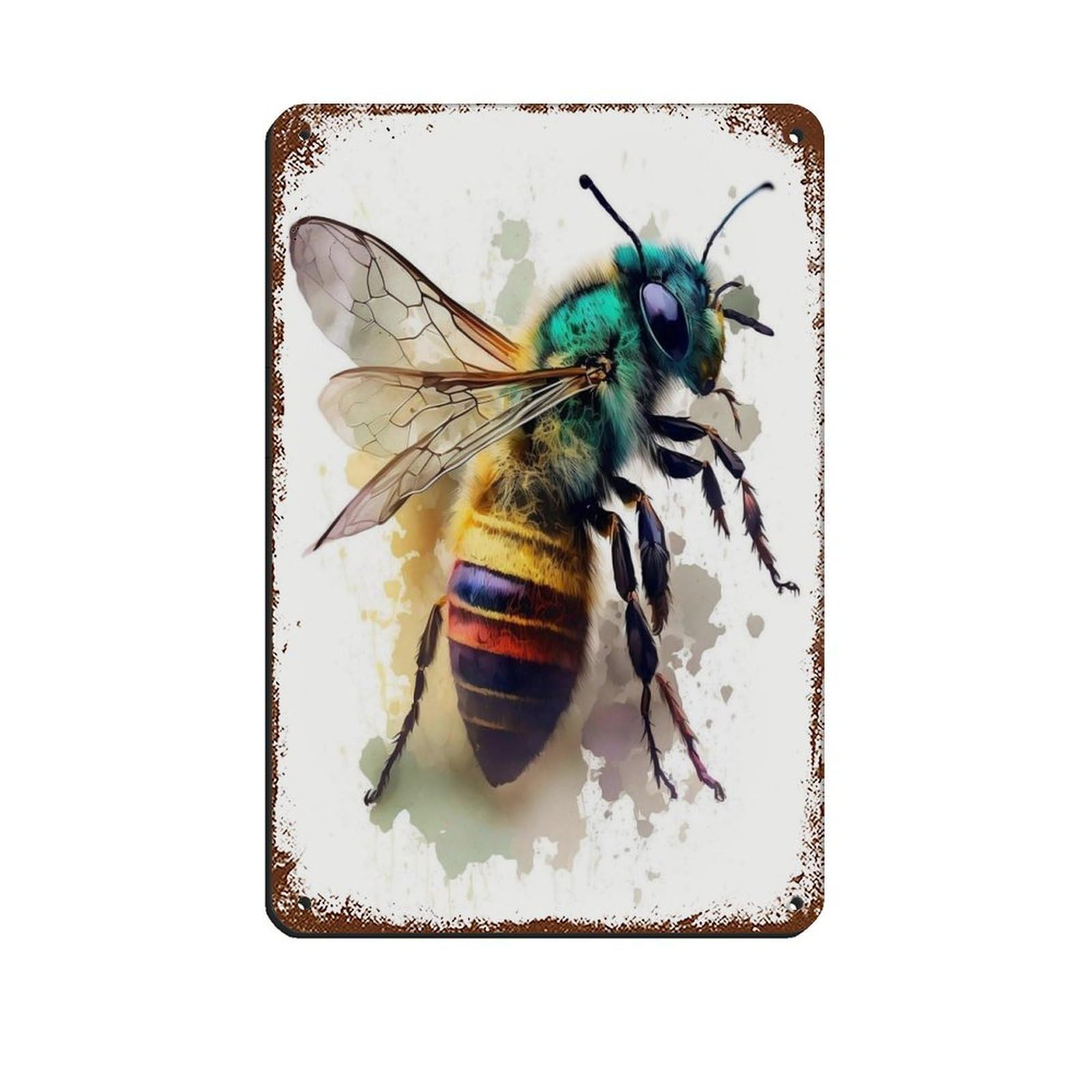 Watercolor Bee, Bee Art Poster Retro Poster Metal Tin Sign Chic Art Retro Iron Painting Bar People Cave Cafe Family Garage Poster Wall Decoration 8x12inch(20x30cm)