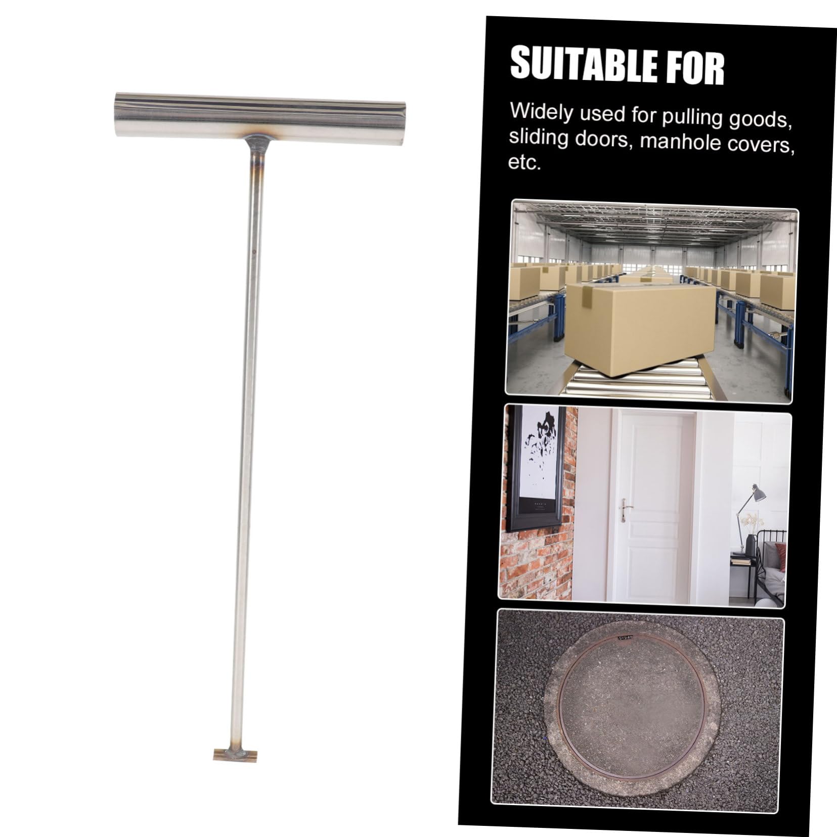 Beavorty Roll Manhole Hook Manhole Cover Hook Manhole Cover Lifting Tool Metal Hook for Lifting Pull Hook Manhole Cover Lifter Tool Lifter for Manhole Sliding Door Lifter Manhole Lid Lifter