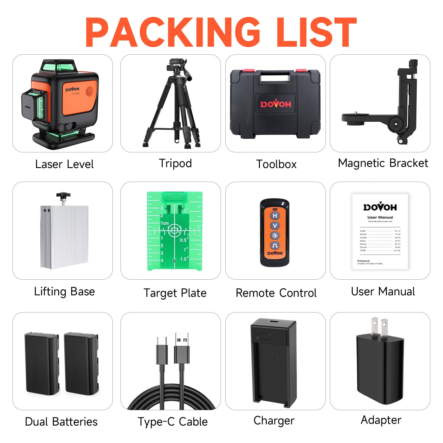 DOVOH 4D Laser Level - 360° Self Leveling -8