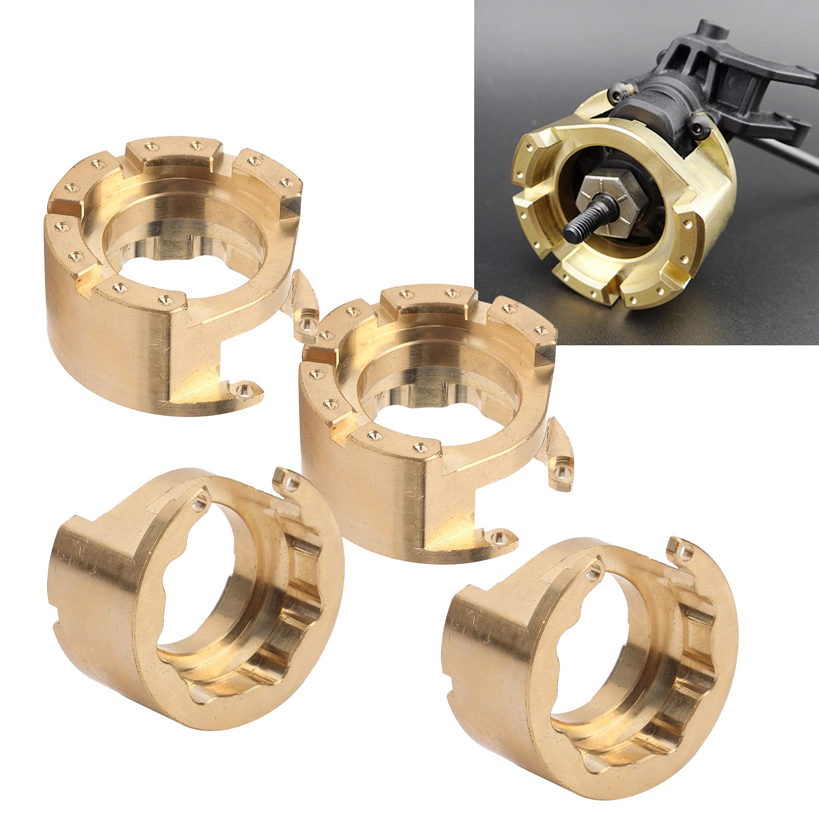 Set Contrappesi in Ottone per ‑4 RC Crawler Contrappeso Durevole per Controllo di Precisione 39 Mm Oro 2 Paia (2 paia)