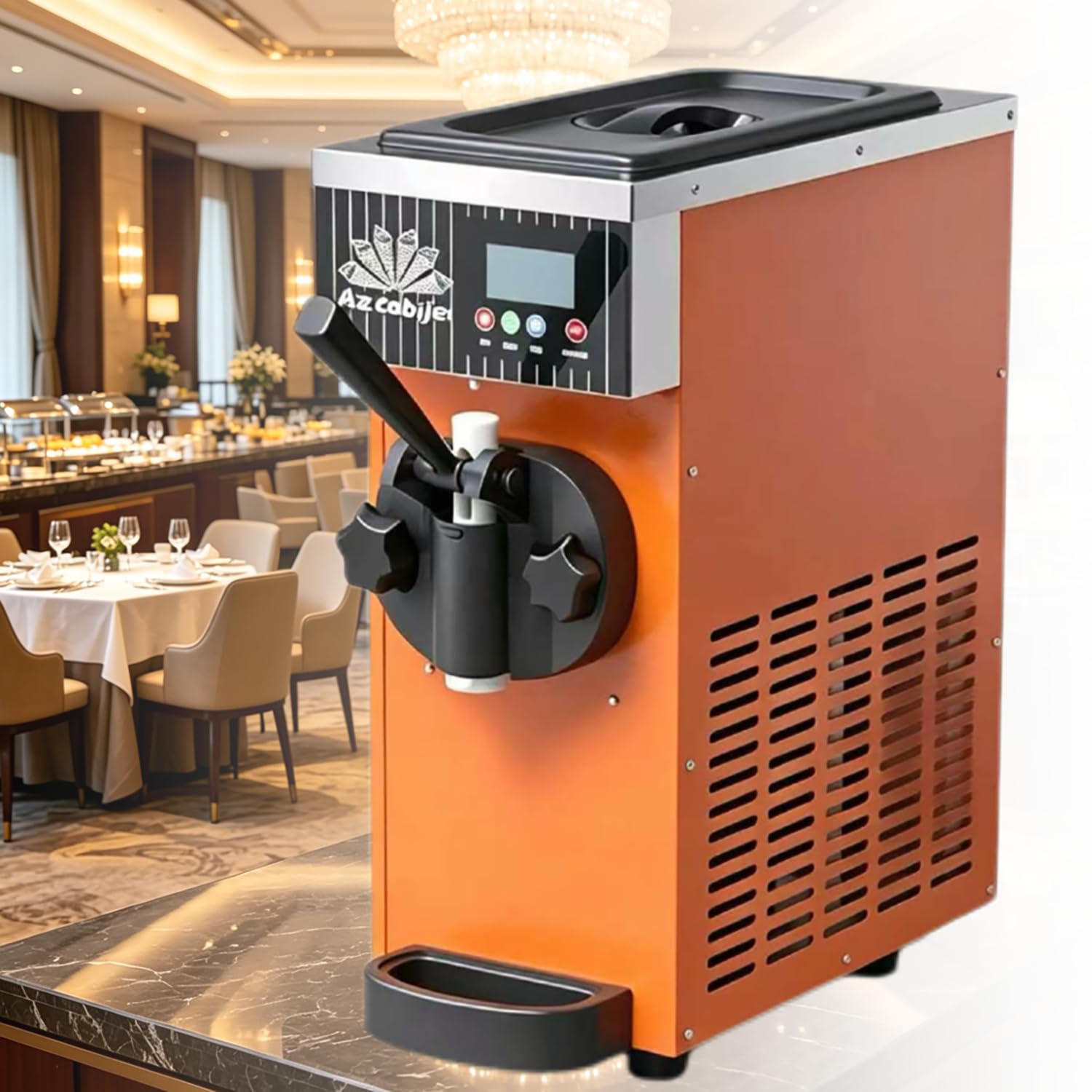 450-W-Tischgerät für Softeis in Einer Geschmacksrichtung, 4–5 kg/h hohe Leistung, LCD-Touchscreen, ideal für Cafés, Restaurants, den privaten Gebrauch und Dessertgeschäfte Orange-220V